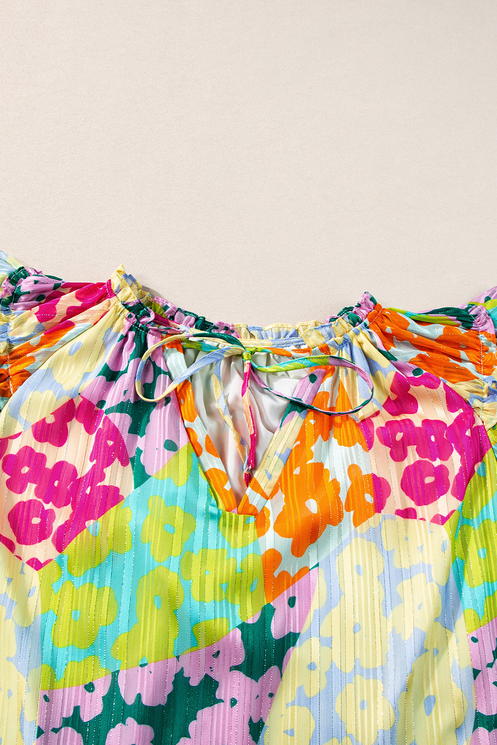 Multicolor Luipaard V-hals Kreukelblouse - PrizQ