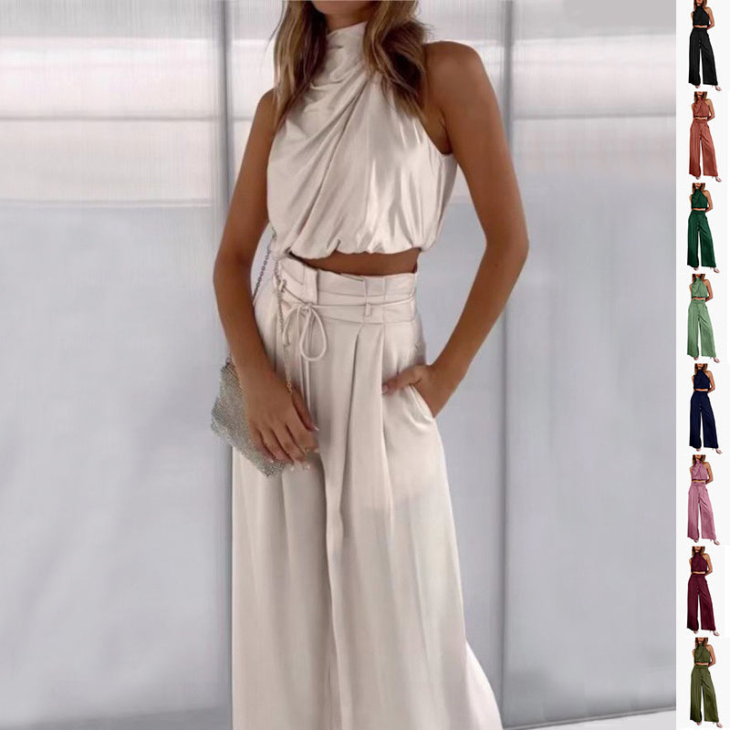 Zomerset casual buiktopje met broek en wijde pijpen 2-delig set - PrizQ