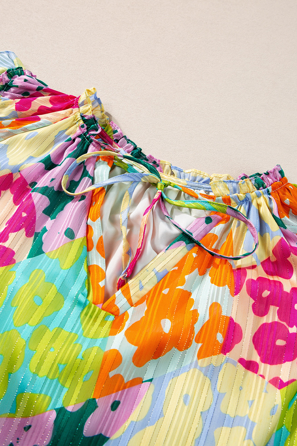 Multicolor Luipaard V-hals Kreukelblouse - PrizQ