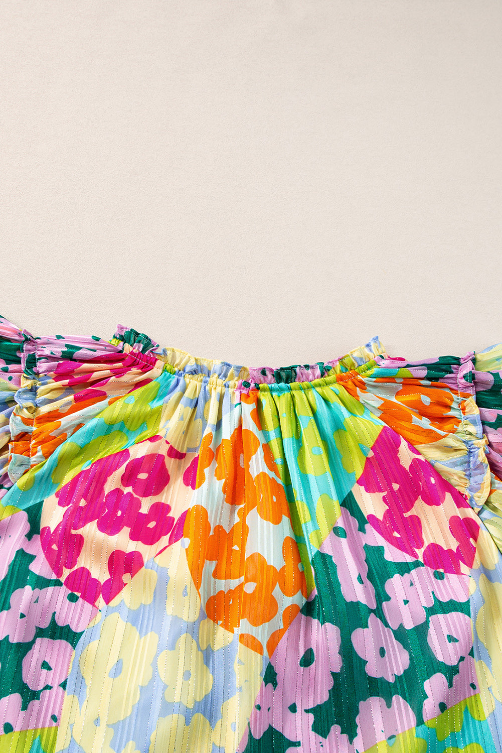 Multicolor Luipaard V-hals Kreukelblouse - PrizQ