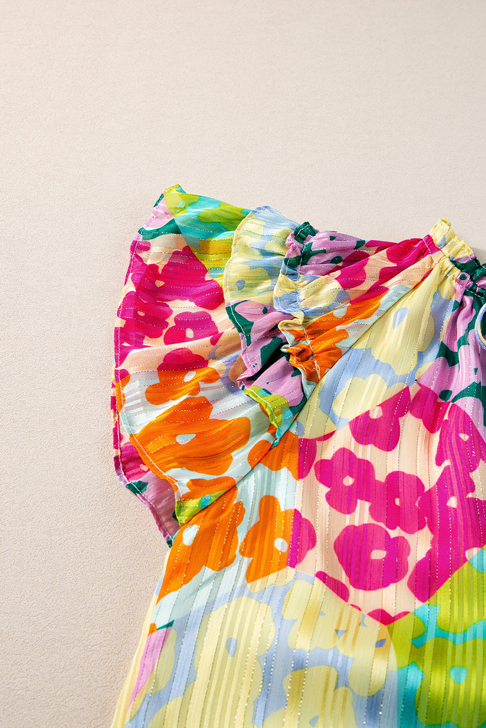 Multicolor Luipaard V-hals Kreukelblouse - PrizQ