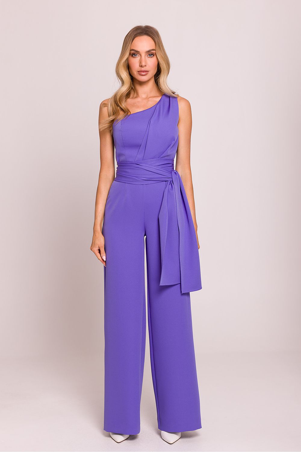 Varsovia Eclipse Asymetrische Jumpsuit met schoudermotief en zijsjerpen