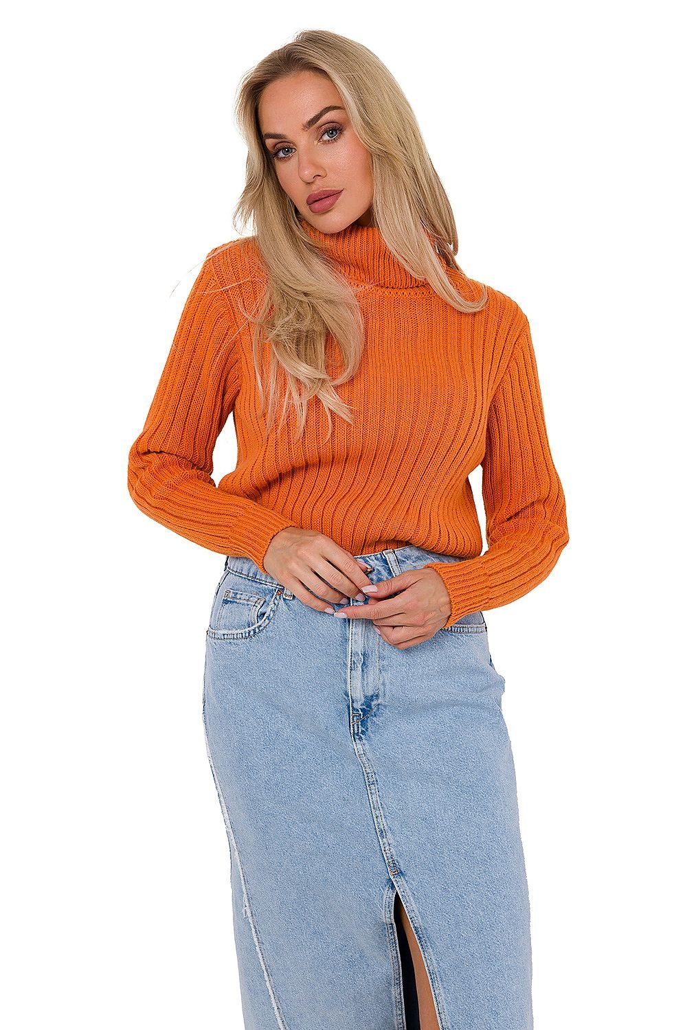 Varsovie Ribbed Elegance Golf Sweater - Geribde trui met halskraag en lange mouwen