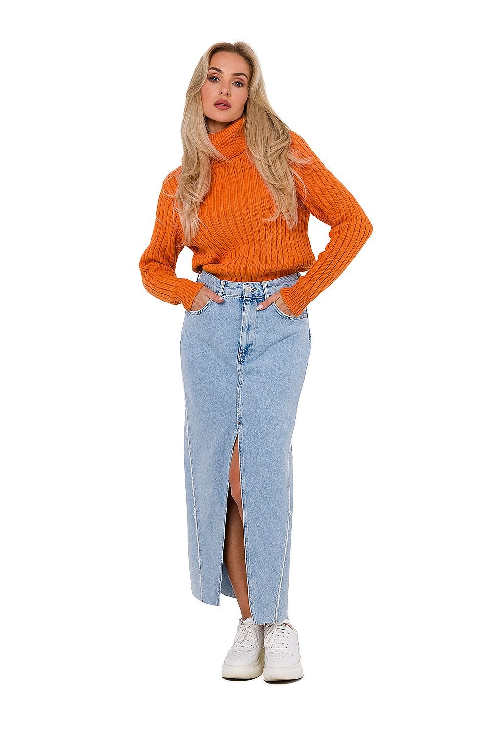 Varsovie Ribbed Elegance Golf Sweater - Geribde trui met halskraag en lange mouwen