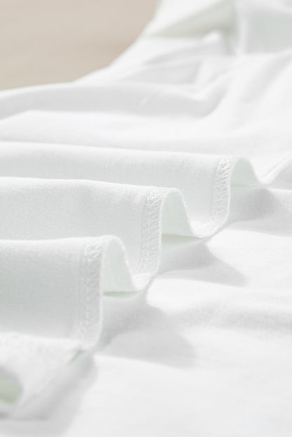 Witte MAMA T-shirt met chenille patches en ronde hals - PrizQ