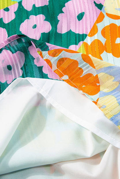 Multicolor Luipaard V-hals Kreukelblouse - PrizQ
