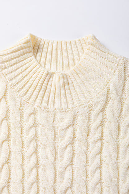 Oatmeal Cable Knit High Neck Sweater Vest - PrizQ