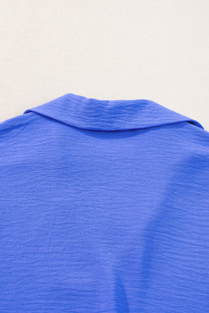 Witte boxy blouse met kraag en gesmokte mouwboorden - PrizQ