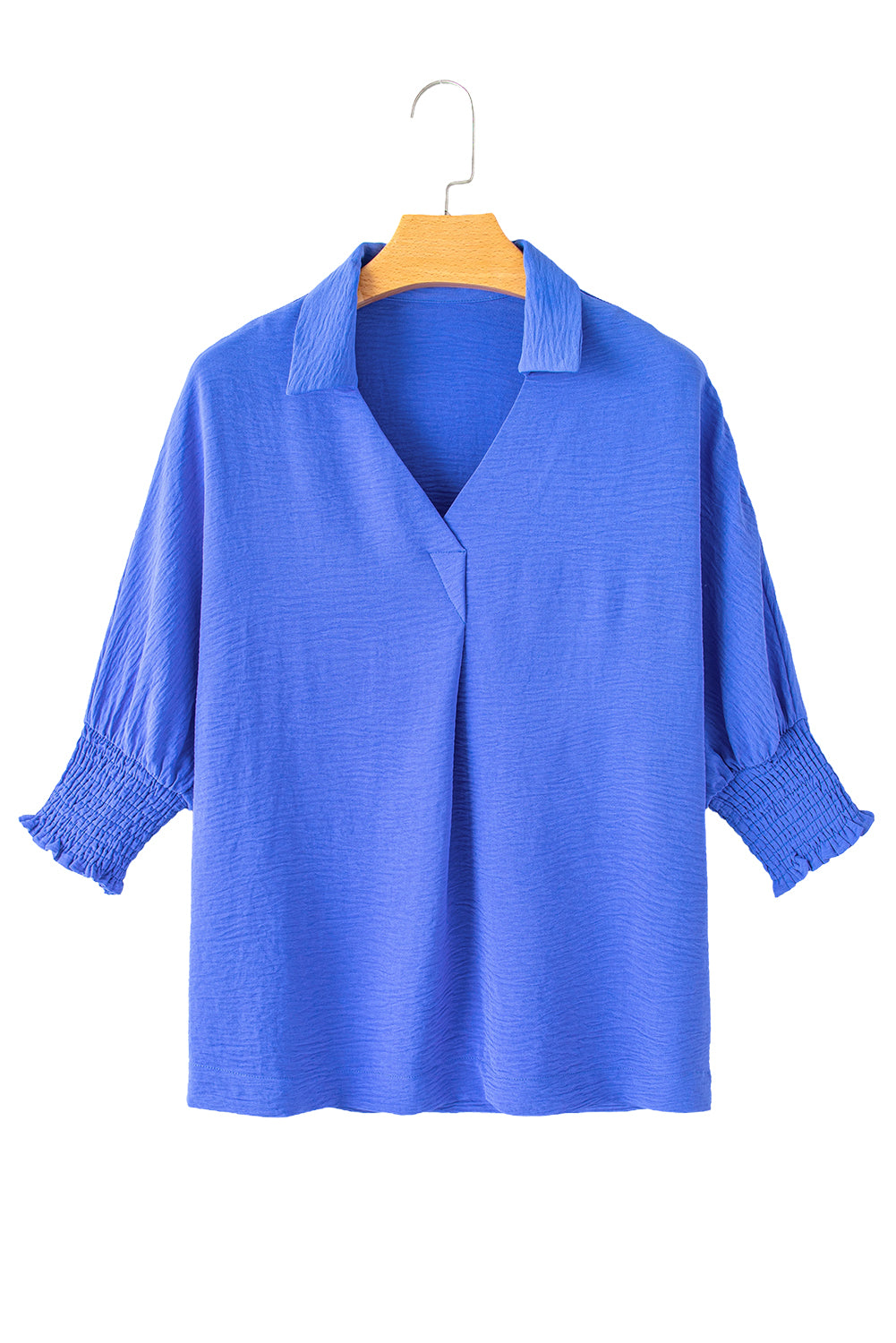 Witte boxy blouse met kraag en gesmokte mouwboorden - PrizQ