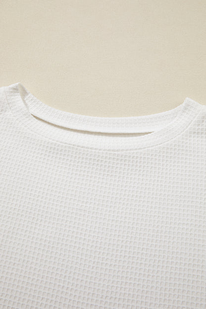Witte casual textuur T-shirt en shorts set met trekkoord - PrizQ