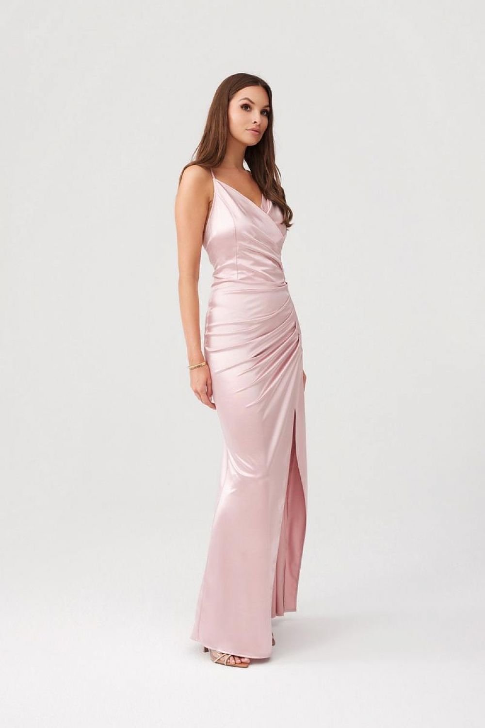 Lamelia Crossback – maxi-jurk met open rug, gekruiste bandjes, elastische taille en zijsplit