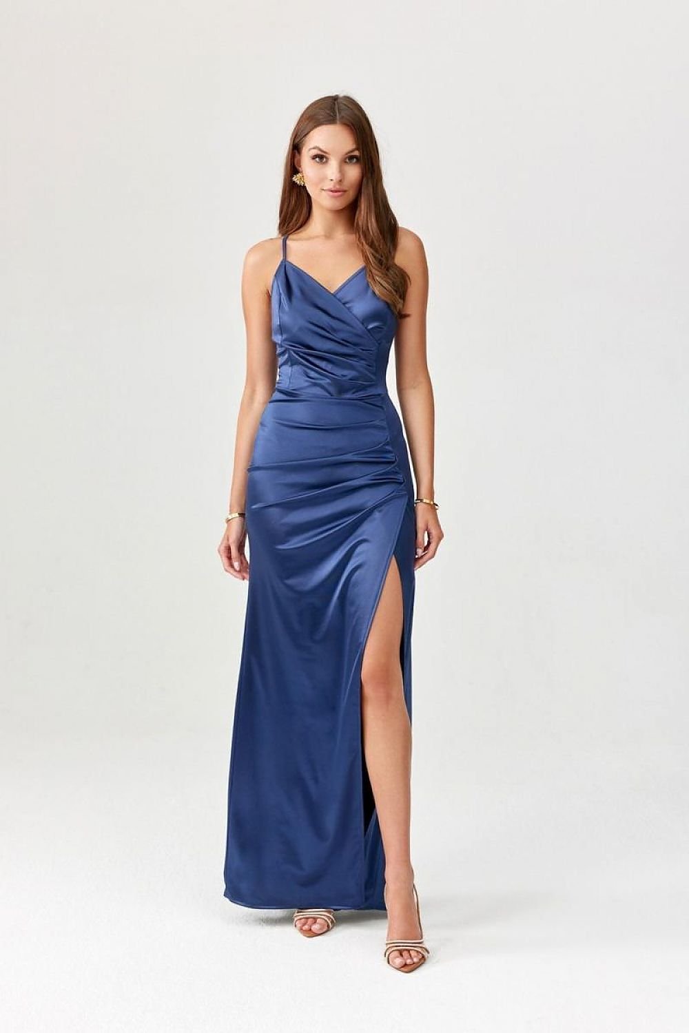 Lamelia Crossback – maxi-jurk met open rug, gekruiste bandjes, elastische taille en zijsplit