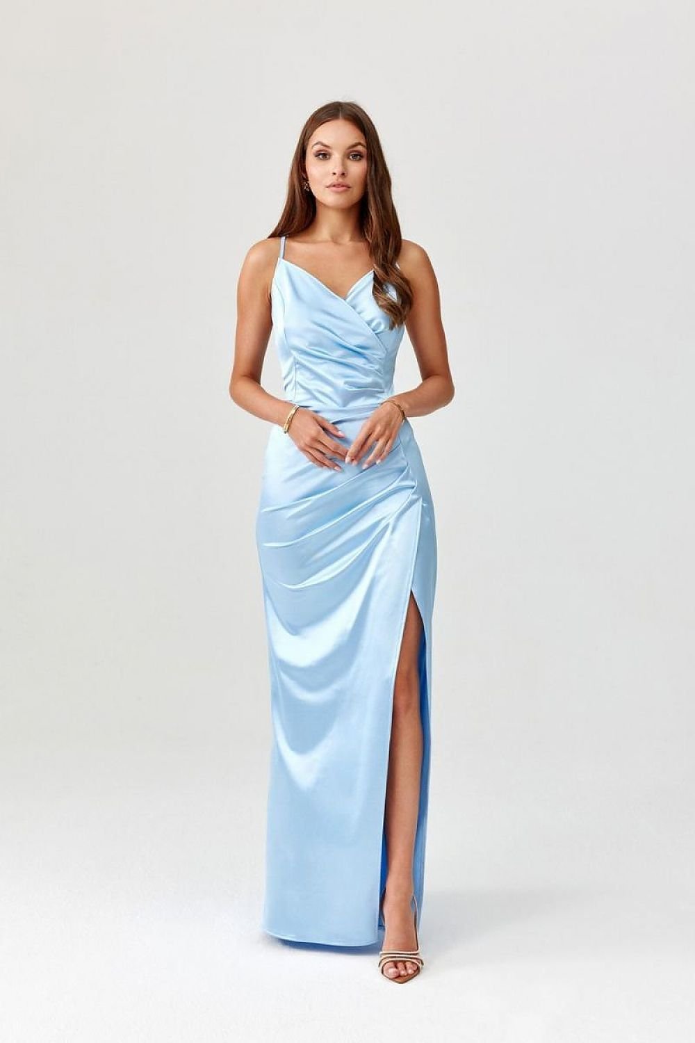 Lamelia Crossback – maxi-jurk met open rug, gekruiste bandjes, elastische taille en zijsplit