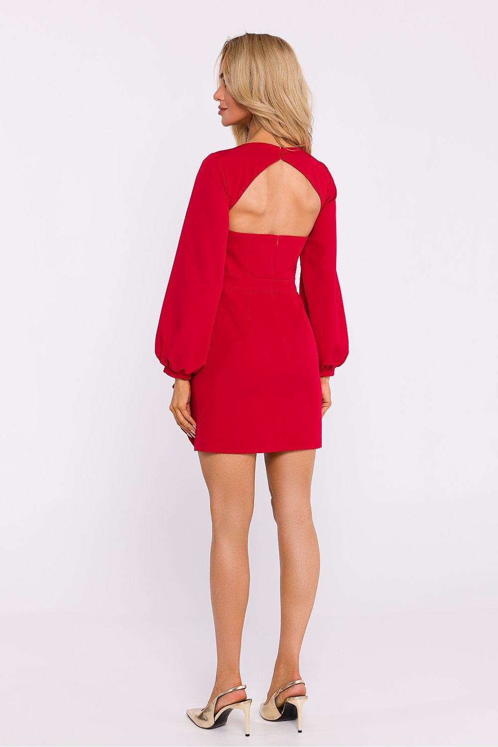 Stijlvolle dames mini jurk Silhouette Belle met open rug en ruches – perfect voor bijzondere gelegenheden