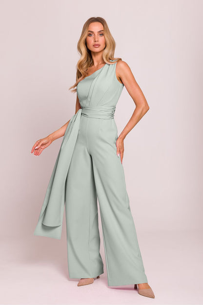 Varsovia Eclipse Asymetrische Jumpsuit met schoudermotief en zijsjerpen