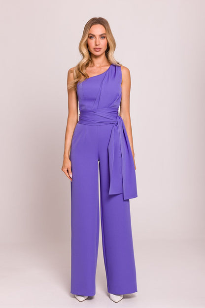 Varsovia Eclipse Asymetrische Jumpsuit met schoudermotief en zijsjerpen