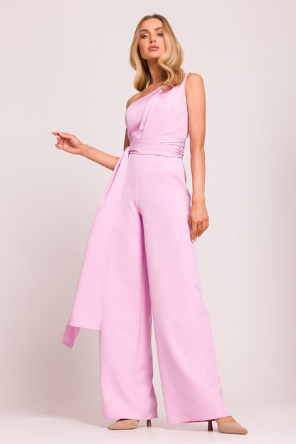 Varsovia Eclipse Asymetrische Jumpsuit met schoudermotief en zijsjerpen