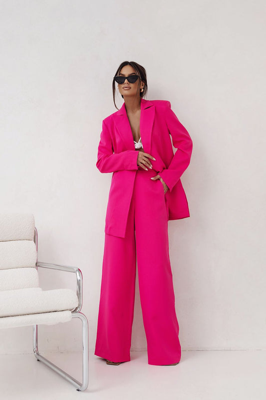 Fuchsia Royale Set elegant fuchsia damespak met blazer en pantalon
