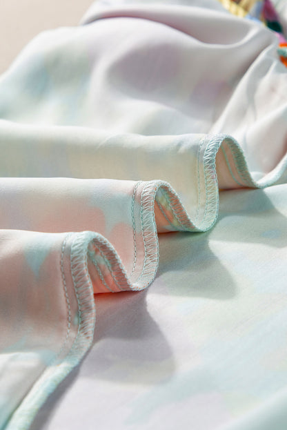Multicolor Luipaard V-hals Kreukelblouse - PrizQ