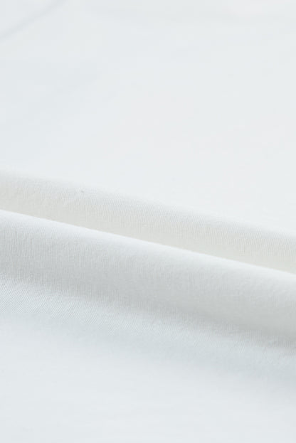 Witte MAMA T-shirt met chenille patches en ronde hals - PrizQ