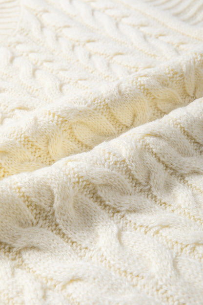 Oatmeal Cable Knit High Neck Sweater Vest - PrizQ